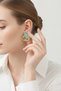 Modern Design Yellow Tone Leaf Detailed Turquoise Enamel Bijoux Earrings for Women - 3
