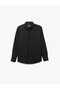 Slim Fit Half Italian Collar Black Men's Shirt 7Wam60036Hw - 3