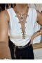 Women's White Color V-Neck Low-Cut Buttoned Lined Body Blouse - 2