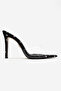 Women's Black Polka Dot Detailed Pointed Toe Thin Heeled Transparent Strap Slippers Sona - 6