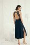 Viscose Nightgown with Ruffles on the Chest and Back, Slits and Straps - 6