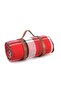 Extra-large picnic blanket, 200cm x 200cm, waterproof and foldable, with carrying straps, suitable for beach, camping, and lawn use - striped red.