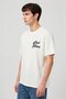 Men Crew Neck Short Sleeve Brand Logo T-Shirt, Off White - 5