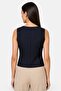 Women Regular Fit Micro Stripe Suit Vest, Navy - 4