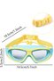 Children's swimming goggles earplugs, children & teenagers aged 3-14, anti-fog, UV protection, adjustable silicone strap, both boys & girls (yellow) - 4