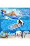 Water Hammock Inflatable Pool Float Lounge Chair Vacation Float with Awning for Summer Parties Beaches Water Activities 160*90 cm Blue - 2