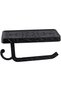 Vintage Carved Toilet Paper Holder with Phone Shelf (7.24-Inch, Matte Black Finish)