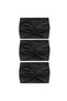 3-Piece Women's Wide Elastic Headband Headband for Running and Yoga (Black) - 3