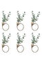 Rustic-style artificial eucalyptus green wooden napkin rings (pack of 6)