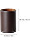 Round pen holder, PU leather pencil mug, desktop stationery storage box, office desk storage rack, office accessory container (brown) - 2