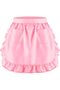 Double-waist apron, ruffled kitchen apron, durable maid apron - pink