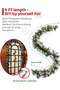 (ec152 NO LED)9FT Flocked Christmas Garland, Artificial Snowy Xmas Garland, Indoor Outdoor Winter Garland with Pine Cones and Red Berries for Christmas Decorations Table Mantle Room - 2