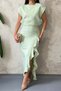 Mint Front Flounce Atlas Dress - 3