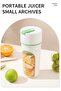 Slow Juicer - Centrifugal Juicer - Juicer - 300ml Centrifugal Juicer - USB Recharge (1200mAh) - High Speed - Green - Includes straw & charging cable - 5