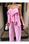 Women's Pink Ruffled Blouse and High-Waisted Palazzo Pants Set - 6