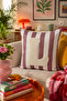 Punch Embroidered Throw Pillow Cover - 43*43 cm - Mocha Letter L - Pnk001