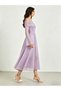 Lilac Chiffon Cold-Shoulder Sleeve Midi Dress - 3