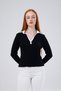 Women's Color Blocked Polo Neck Knitwear Blouse