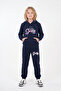 Girl's 3-Piece Printed Kangaroo Pocket Hooded Tracksuit Set - 4