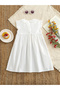 Girls Off-White Embroidered Smocked Dress - 5