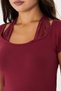 Burgundy Ultra Soft, Lace-Up, 95% Natural Viscose, No Visible Lines, Fully Stretchable, Short Sleeve T-Shirt Blouse - 8