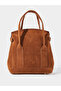 Brown Microsuede Handbag - 4
