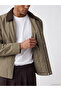 Beige Regular Fit Velvet Collar Men's Coat - 3