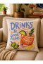 Set of 2 Drinks & Good Vibes & Bonjour Coffee Patterned Digital Printed Decorative Throw Pillow Covers - 2