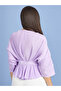 3/4 Sleeves Plisse Wrap Top with Tie Belt - 4