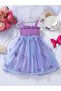 Girls Purple Organza Strappy Dress - 2