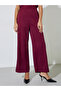 Burgundy Solid Wide Leg Pants - 2