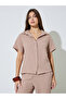 Khaki Textured short Sleeves Shirt and Wide Leg Trousers Set - 2