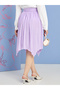 Asymmetric Hem Plisse Knee Length Skirt with Tie Waist - 4