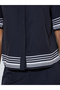 Black Short Sleeve Contrast Striped Trims Crop Shirt - 4