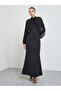 Black Sleeveless Maxi Dress and Beads Embellished Sheer Blouse Set - 2