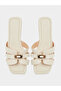 Beige Flat Sandals with Buckle Detail - 5