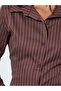 Brown Striped Long Sleeves Shirt and Wide Leg Pants Co-Ords - 4