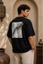 Black Men's Oversize Back-Printed Premium Cotton T-Shirt – Modern Calligraphy Patterned Casual Streetwear T-Shirt - 2