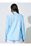 Blue Pinstripe Lace Details Long Sleeves Shirt - 5