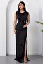 Low Neckline Waist Buckled Satin Dress K-262652 - 5