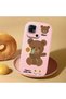 Redmi 10C Compatible Case Camera Protector Pink Silicone Couple Phone Case with Bear Pattern - 2