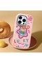 iPhone 15 Pro Compatible Case with Camera Protector Pink Silicone Couple Phone Case with Heart Pattern - 2