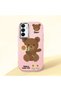Samsung Galaxy A15 Compatible Case Camera Protector Pink Silicone Couple Phone Case with Bear Pattern
