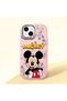 iPhone 15 Compatible Case with Camera Protection Pink Silicone Couple Phone Case with Character Pattern