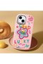 iPhone 15 Compatible Case with Camera Protector Pink Silicone Couple Phone Case with Heart Pattern - 2