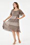Mink Italian Sequin Embroidered Lace Lined Silk Dress 38 - 44 Size - 2