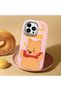 iPhone 14 Pro Compatible Case Camera Protector Pink Silicone Couple Phone Case with Bear Pattern - 2