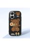 Poco X7 Pro Compatible Case Camera Protector Black Silicone Couple Phone Case with Bear Pattern