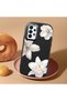 Samsung Galaxy A73 Compatible Case Camera Protective Black Silicone Couple Phone Case with Floral Pattern - 2
