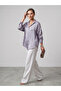 Women's Lilac Satin Silky Textured Shirt Oversized Flowy Long Sleeve Stylish Shirt - 2